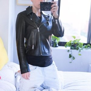 Dark Green Leather Jacket from Reiss